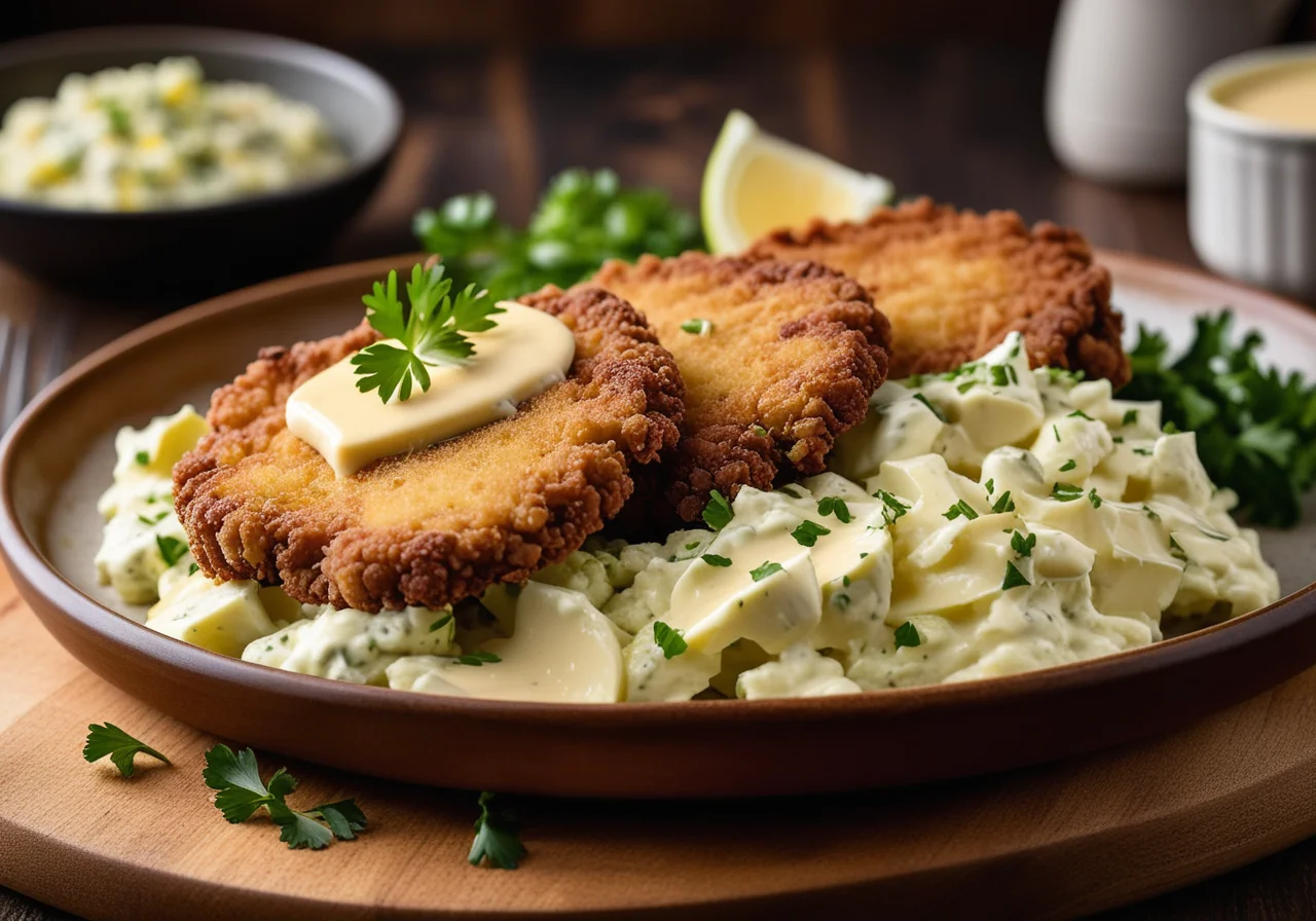 Cabbage Schnitzel with Potato Salad