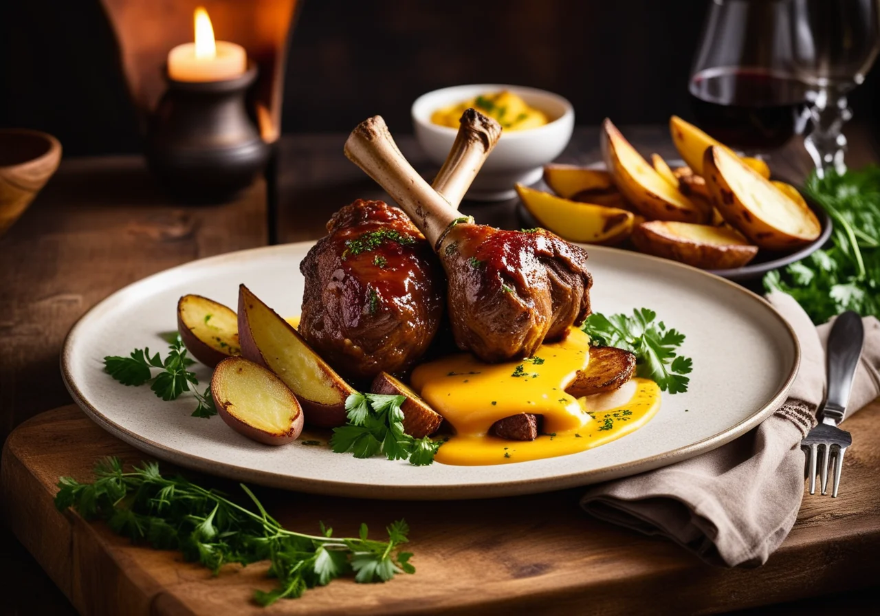 Lamb Shank and Potatoes with Saffron