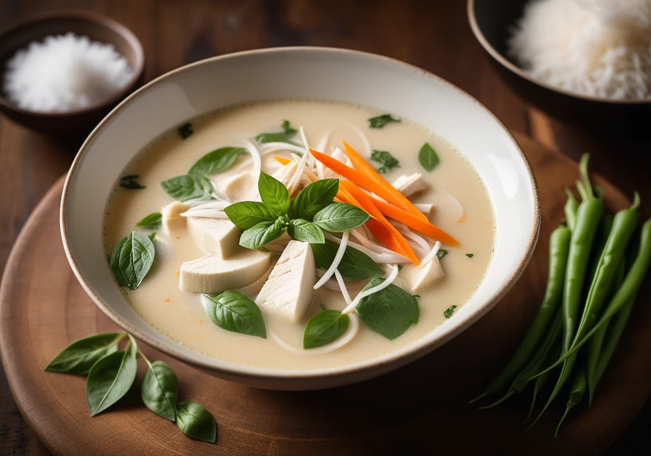 Coconut Soup with Rice and Chicken