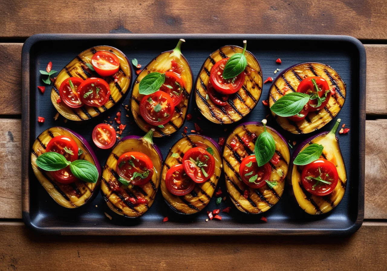 Grilled Eggplant Slices with Garlic and Herbs