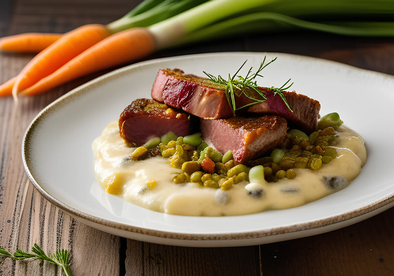 Lentil Gratin with Vegetables and Sausage