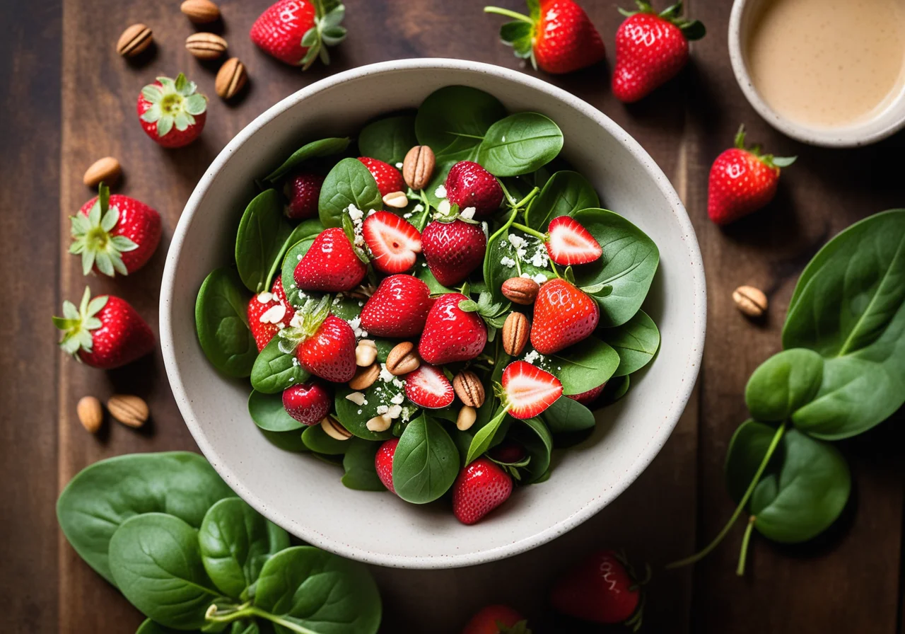 Strawberry Spinach Salad with Macadamia Nuts
