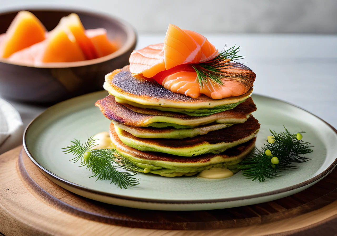 Avocado Salmon Pancake Tower