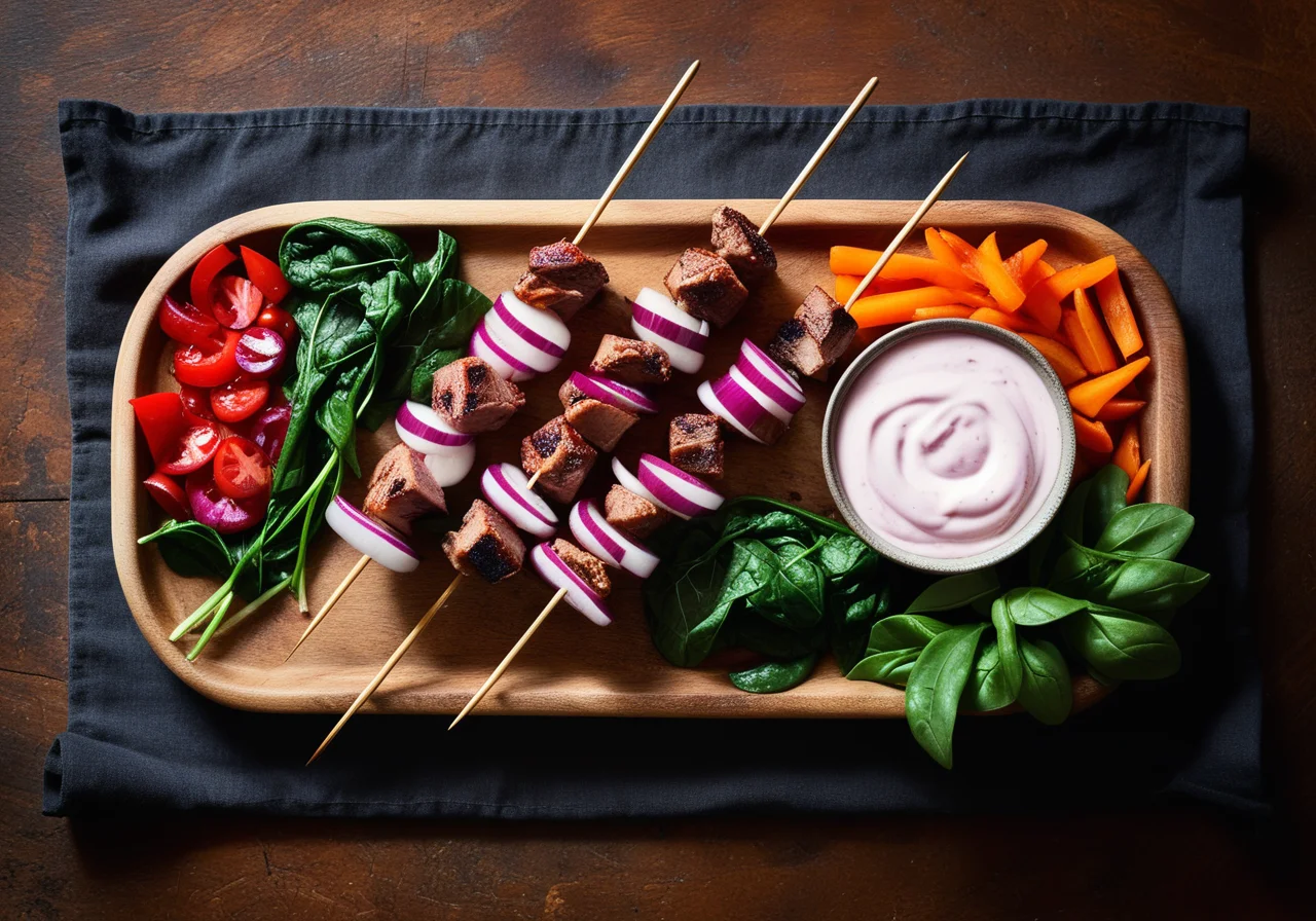 Rabbit and Onion Skewers with Lentils