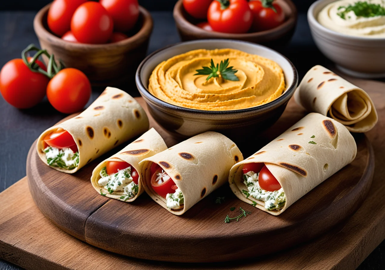 Pita Rolls with Dip