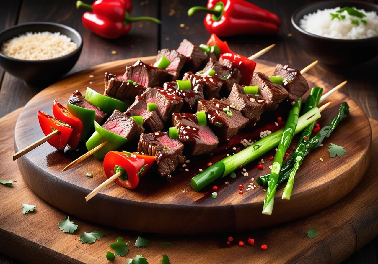 Beef Skewers with Teriyaki Sauce
