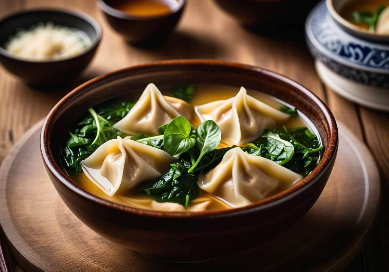 Spinach and Wonton Soup