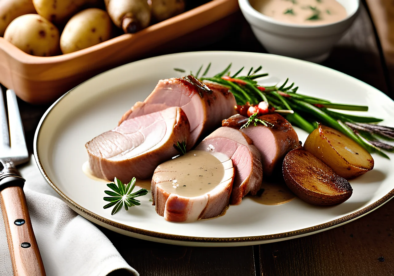 Pork Medallions with Bacon Crust and Potatoes