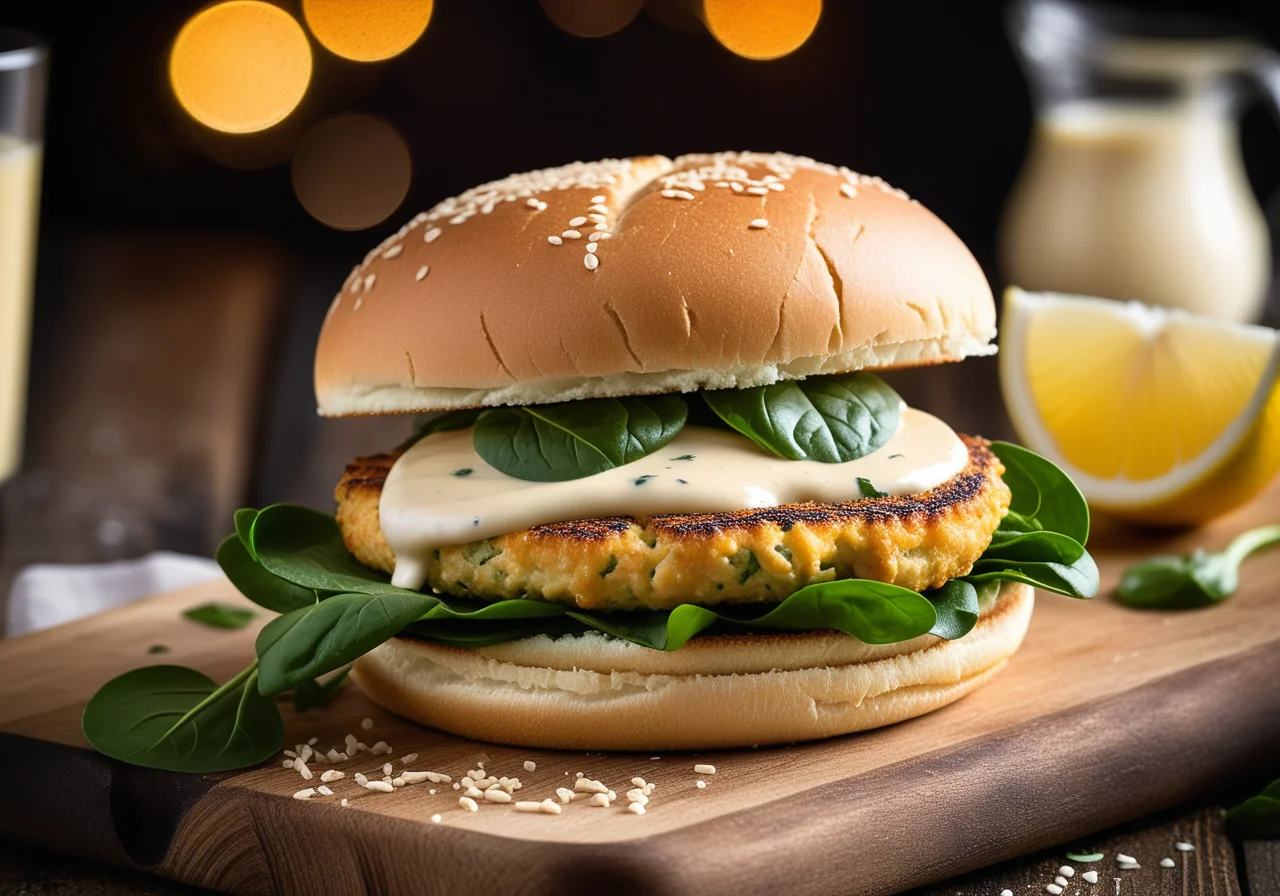 Fish Burger with Spinach