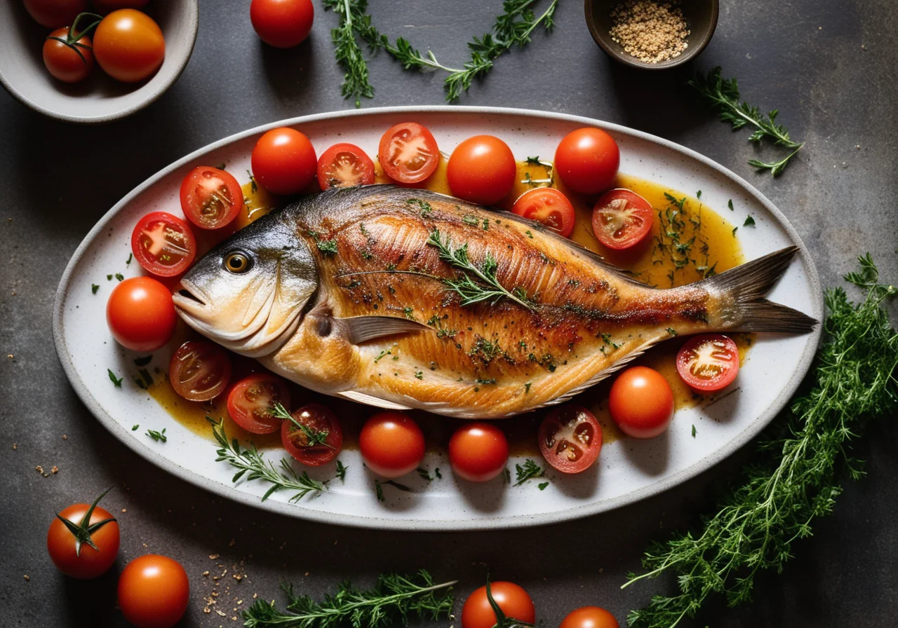 Sea Bream with Tomatoes in a Römertopf
