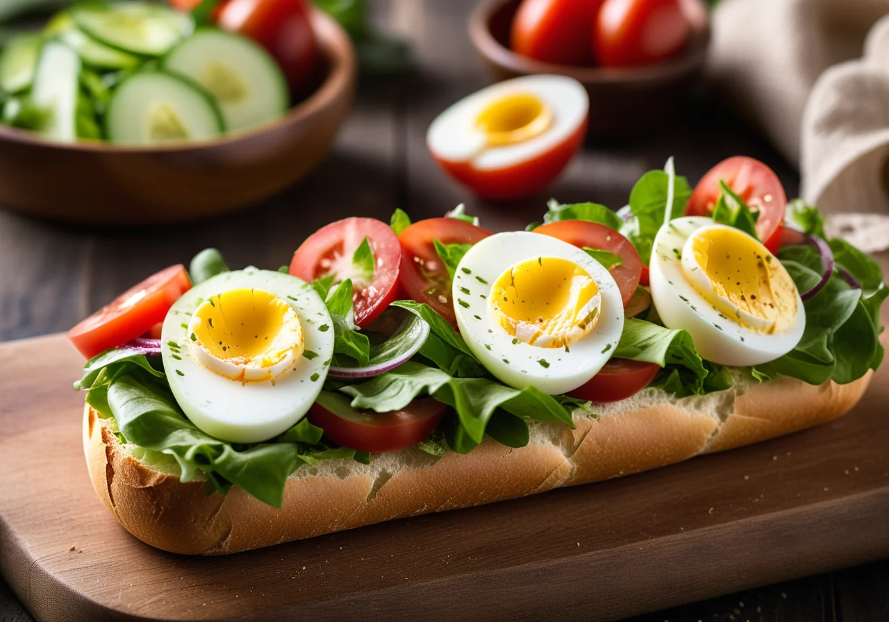 Baguette rolls with salad