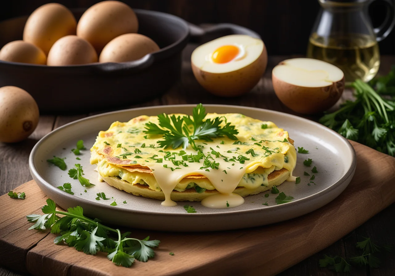 Leek and Cheese Omelette Italian Style