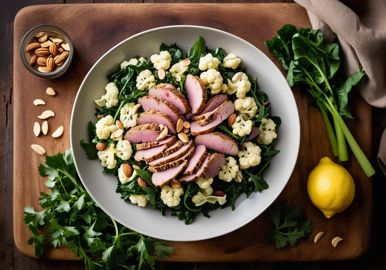 Cauliflower Salad with Swiss Chard and Almonds