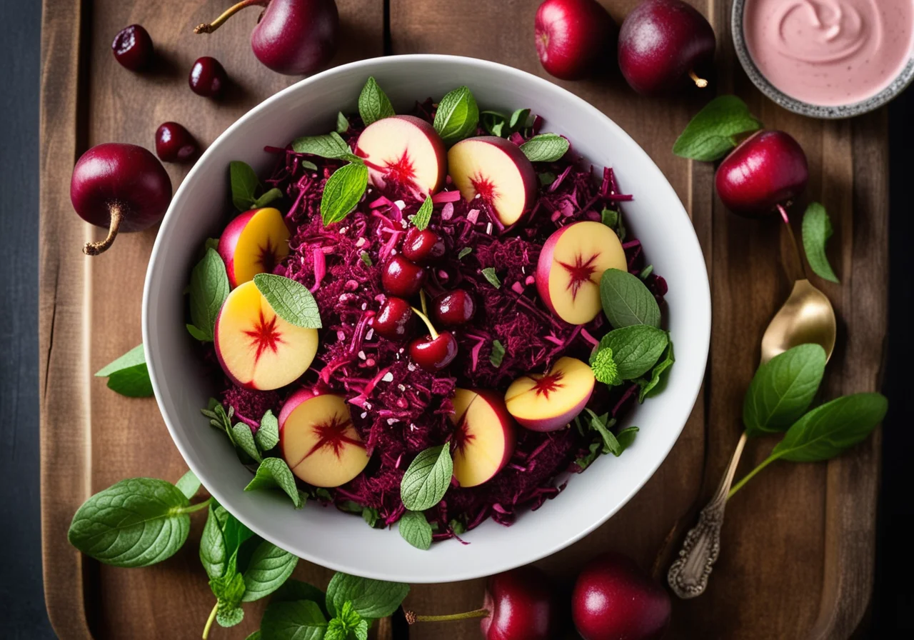 Red Beet Apple Salad with Cherries