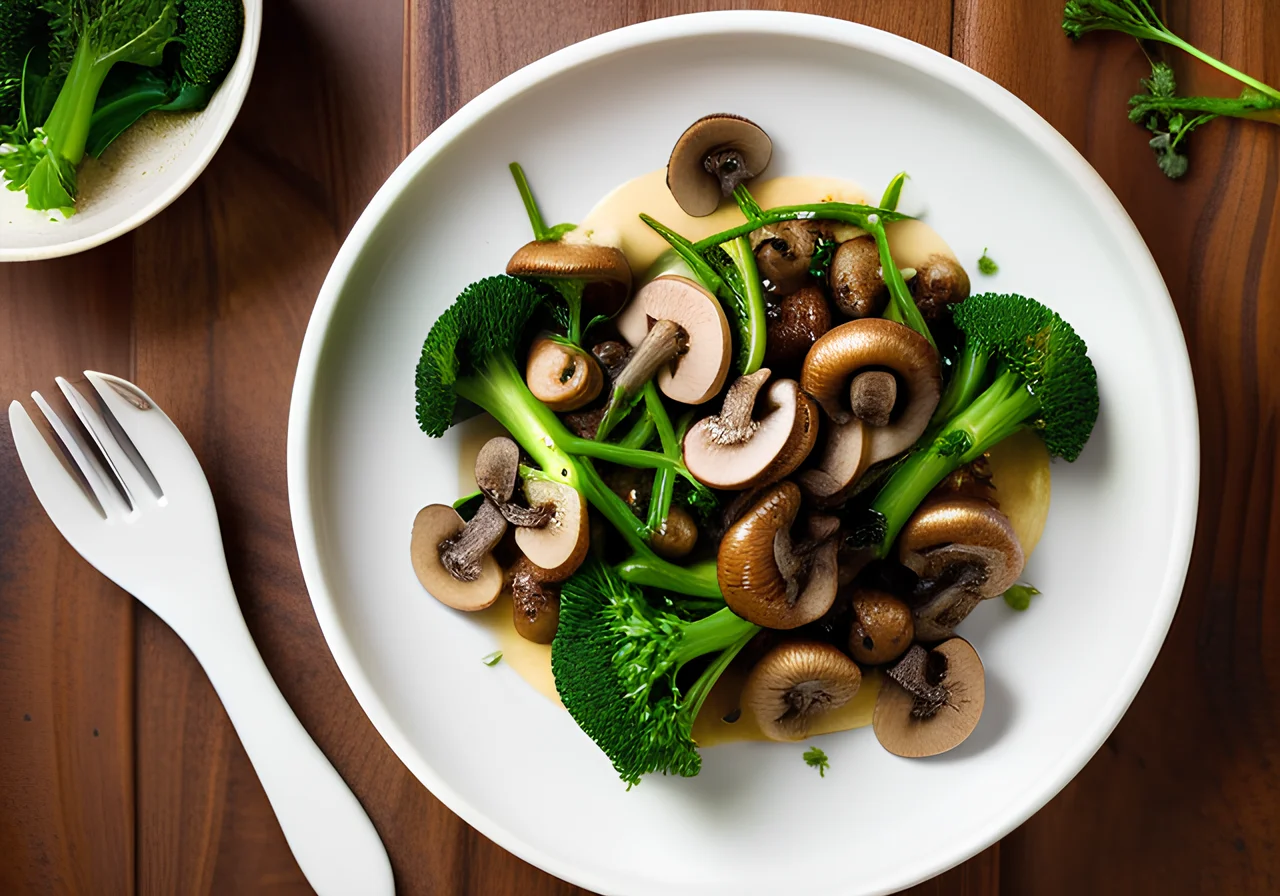Vegan Mushroom Ragout with Broccoli