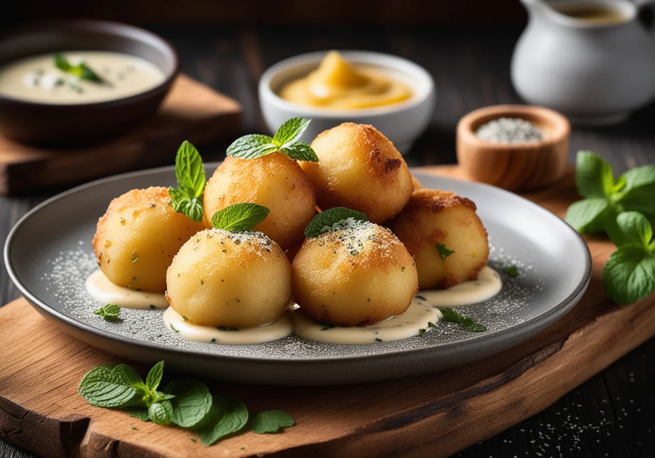 Fried Potato Dumplings with Poppy Seed Sauce