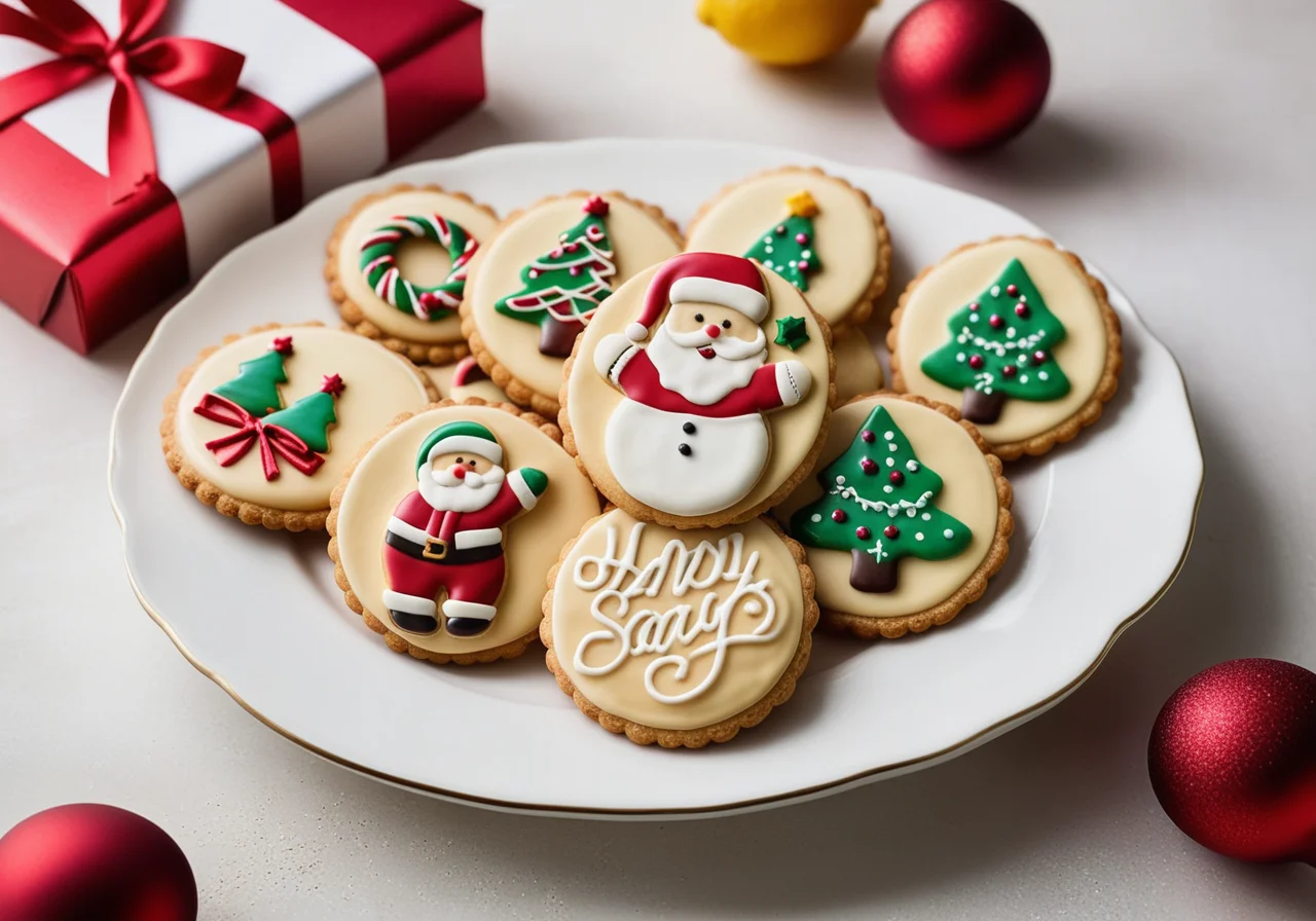 Christmas cookies decorated with colorful icing