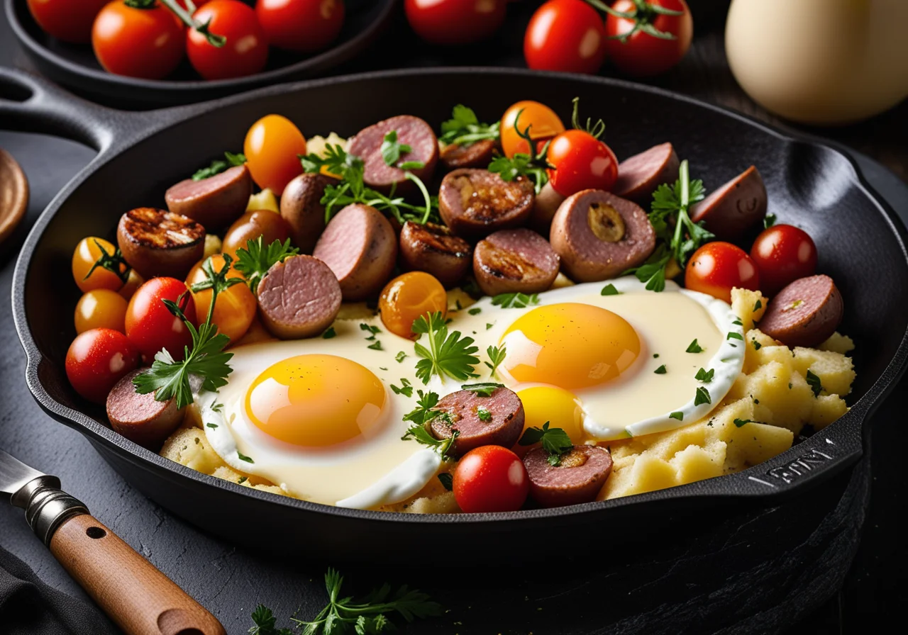 Barbecue Potatoes with Sausages