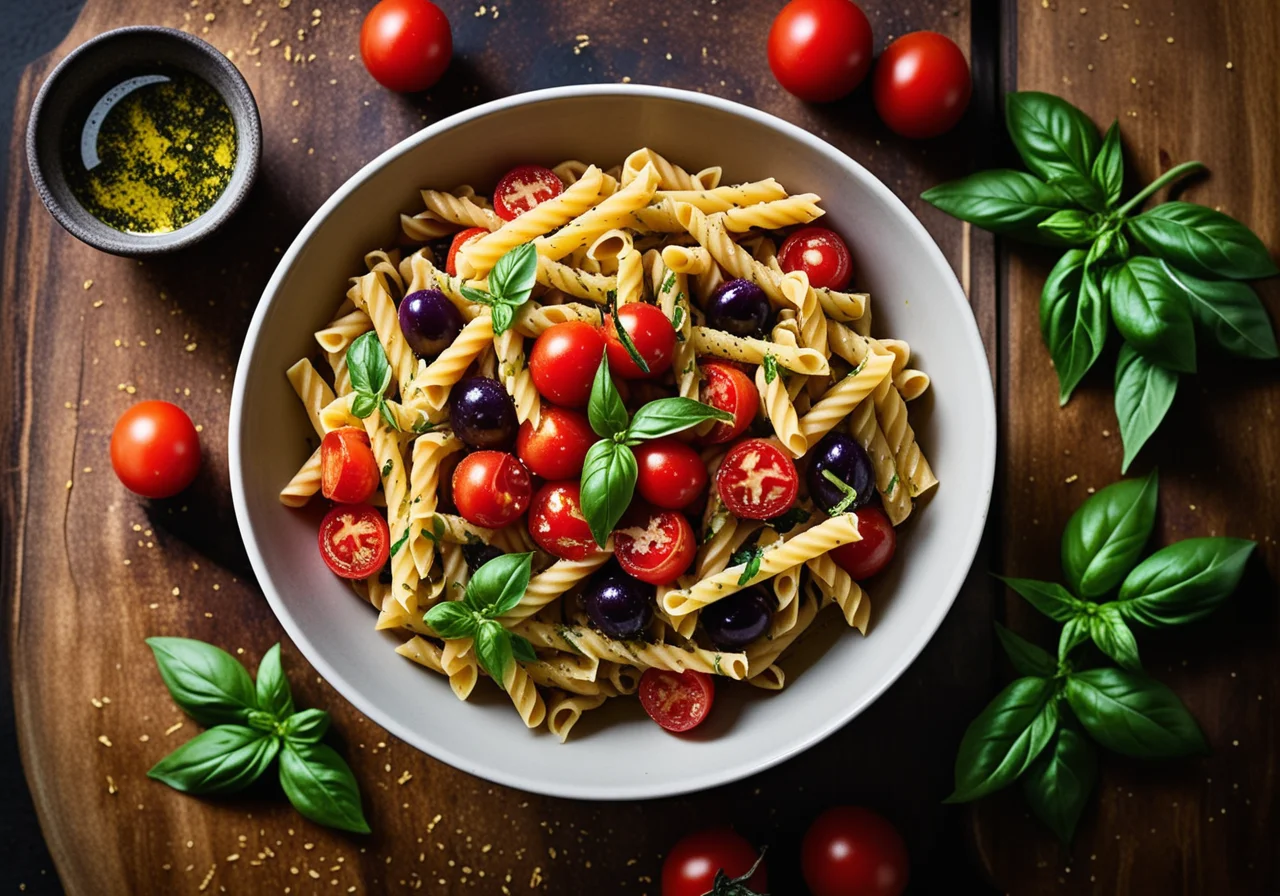 Pasta with Tomatoes, Zucchini and Eggplant