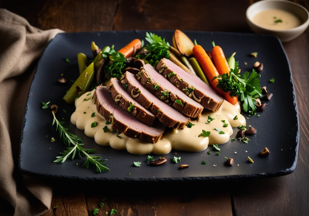 Veal Brisket with Mushroom‑Potato Filling