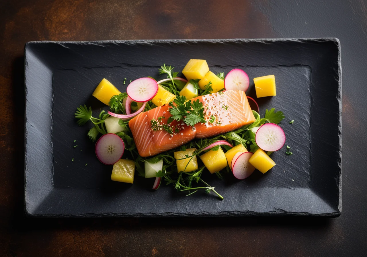 Salmon Trout Fillets with Horseradish and Fruity Radish Salad
