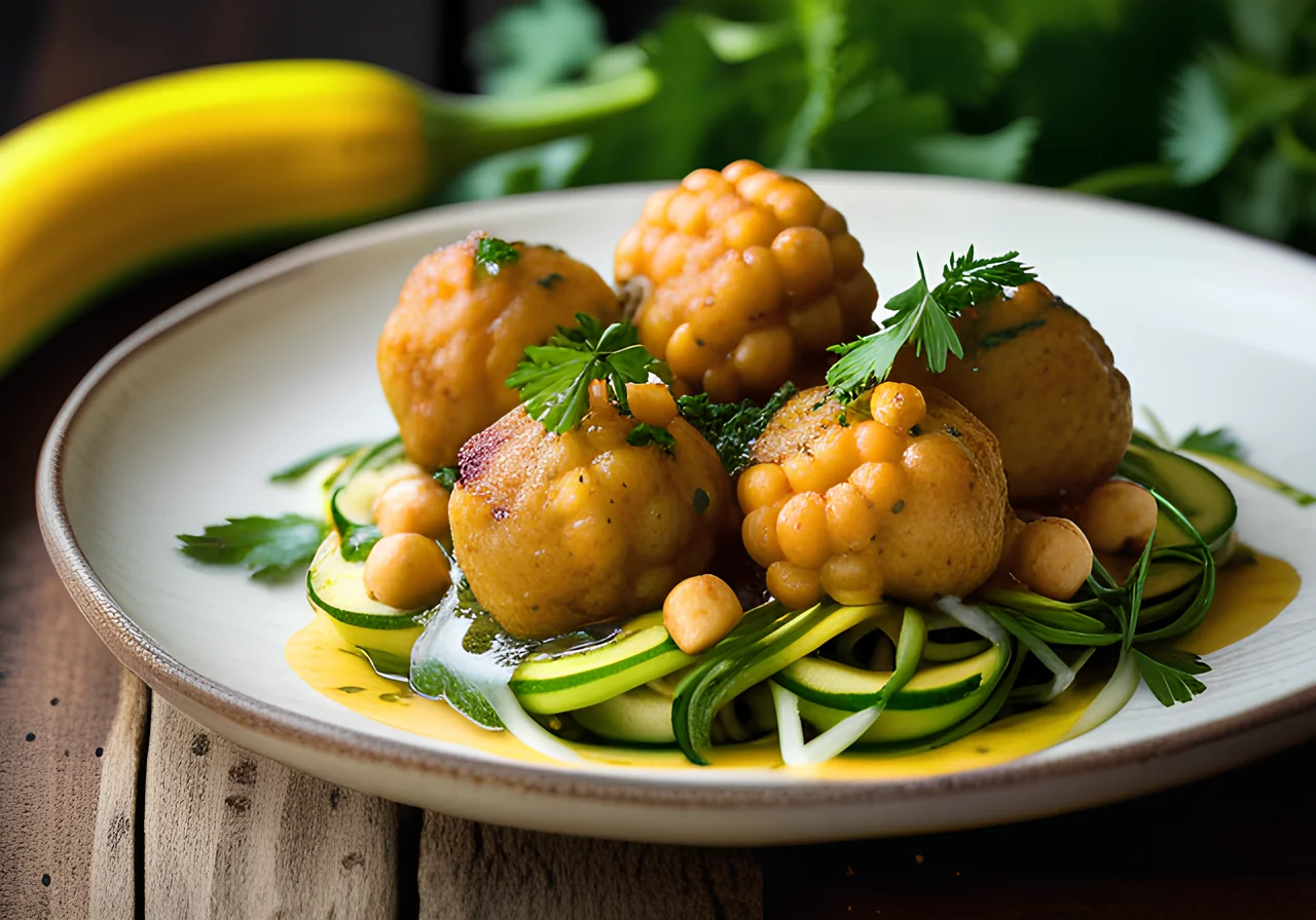 Chickpea Balls on Zucchini Noodles