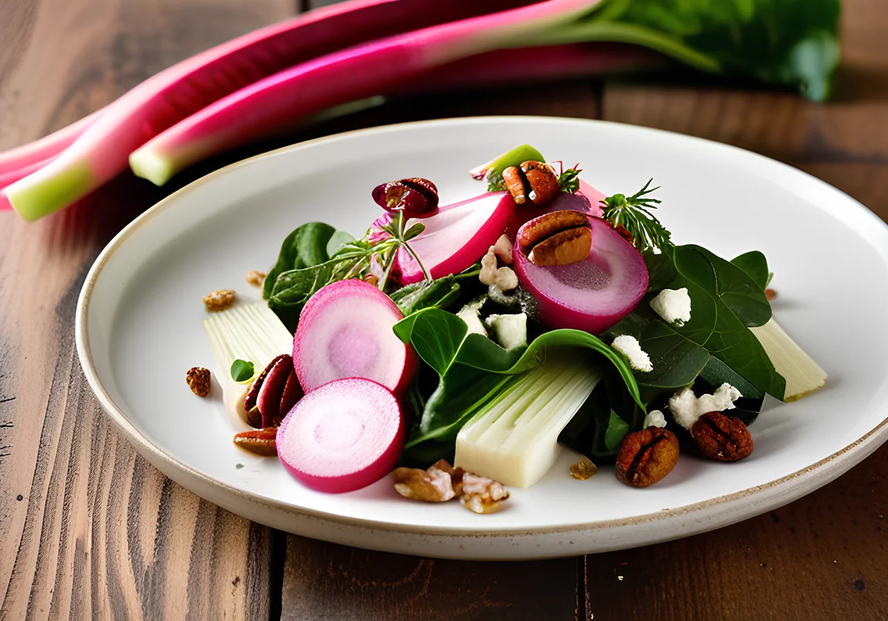 Rhubarb-Feta Salad with Pecans