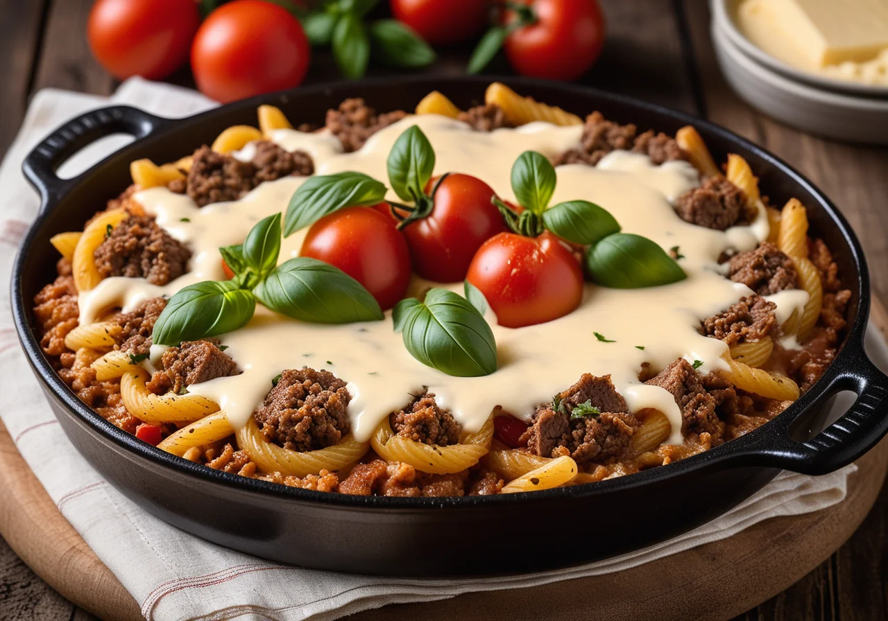 Greek-style macaroni and minced meat casserole