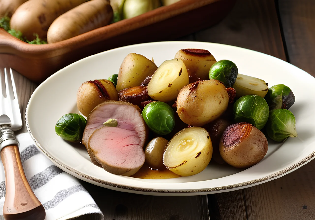 Pan‑fried Potatoes with Brussels Sprouts