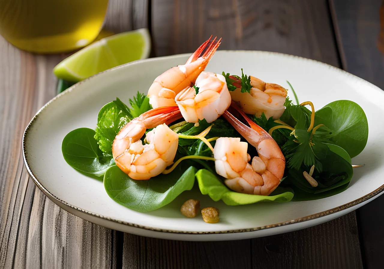 Thai Scampi with Salad and Cilantro