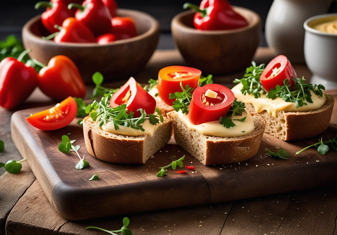 Whole Wheat Roll with Cheese and Bell Pepper