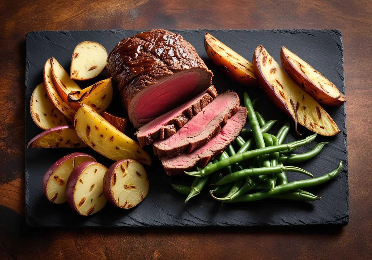 Angus Roast Beef with Fried Potatoes and Green Beans