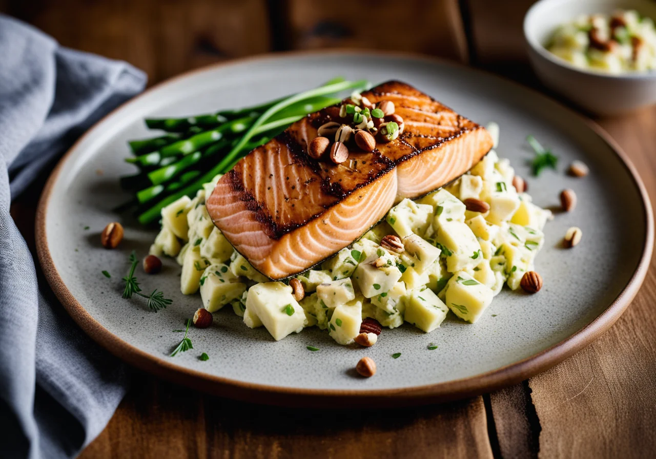 Salmon Steaks with Chives and Potato Salad