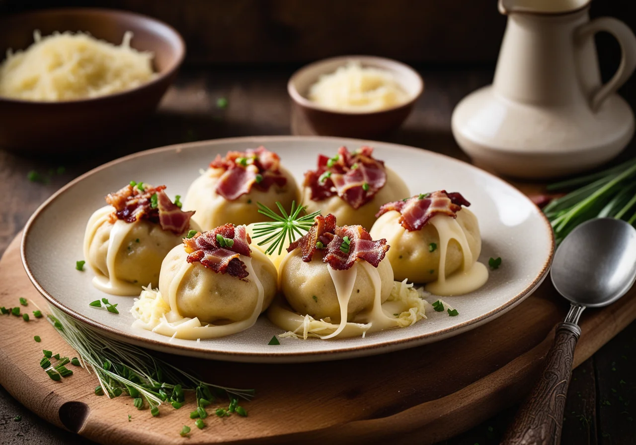 Sauerkraut and Bacon Filled Dumplings