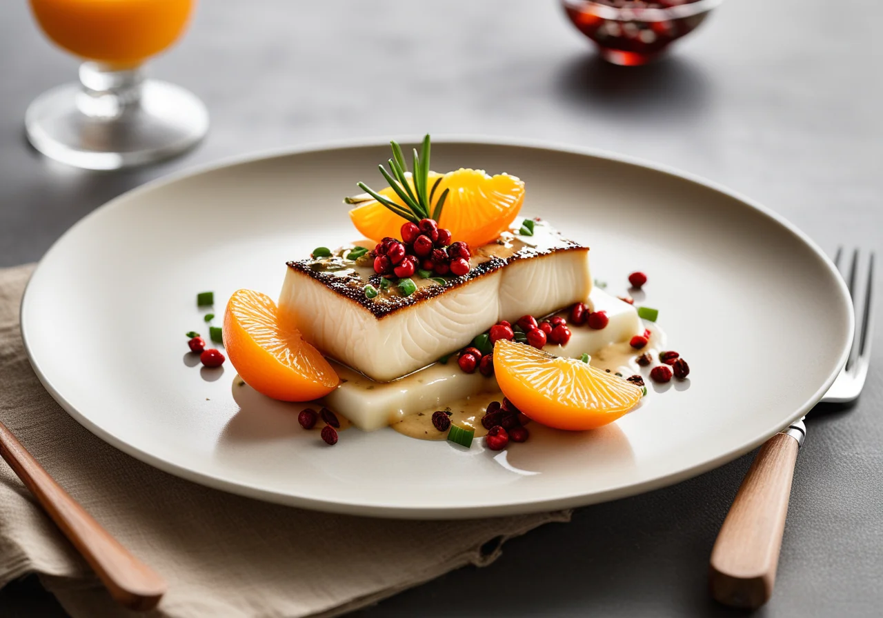 Cod with Mandarin Mushroom Topping