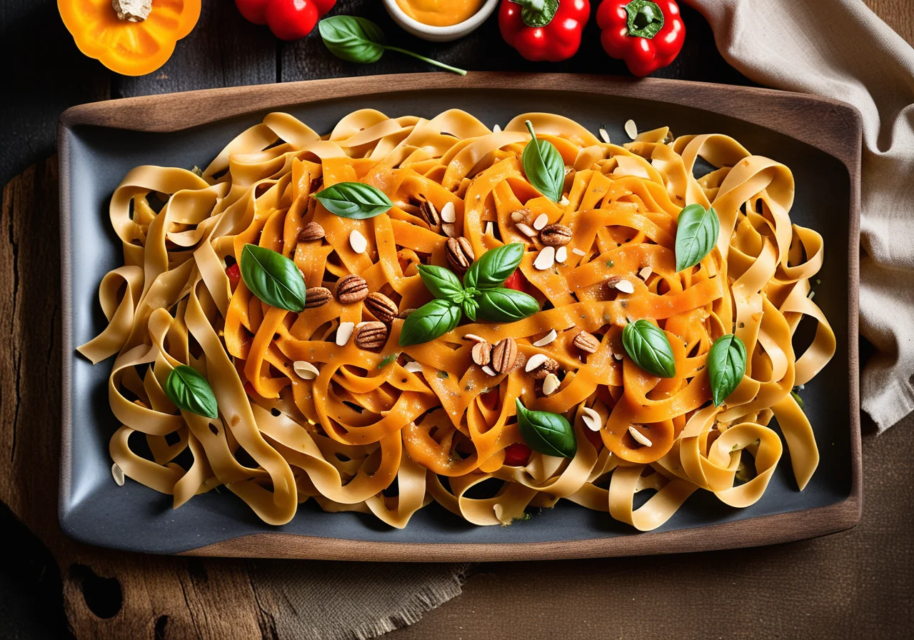 Pasta with Vegetable Sauce (Pumpkin, Bell Pepper, Red Onion)