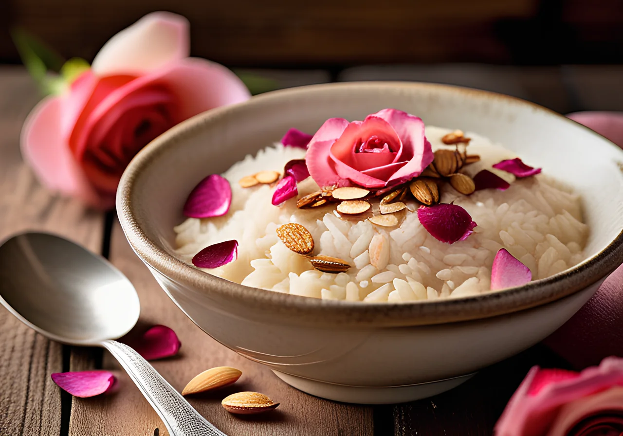 Milk Rice with Rose Water and Cinnamon