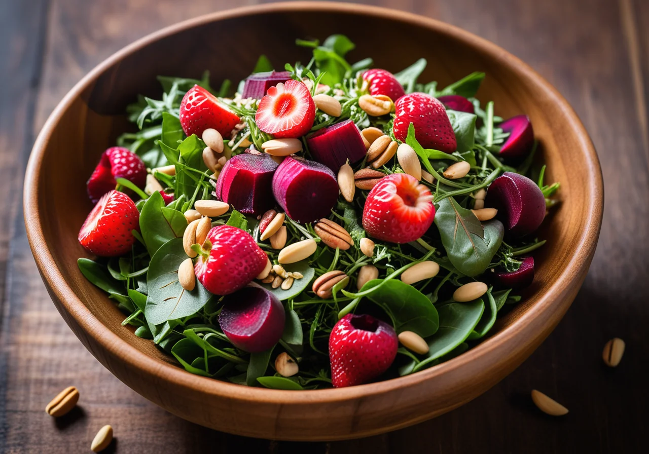 Dandelion Salad with Strawberries