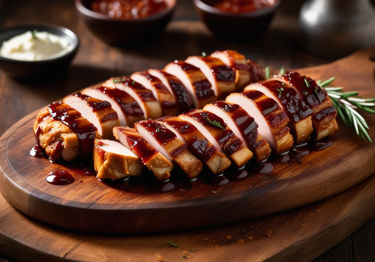 Chicken Fillet Wrapped in Bacon with BBQ Sauce