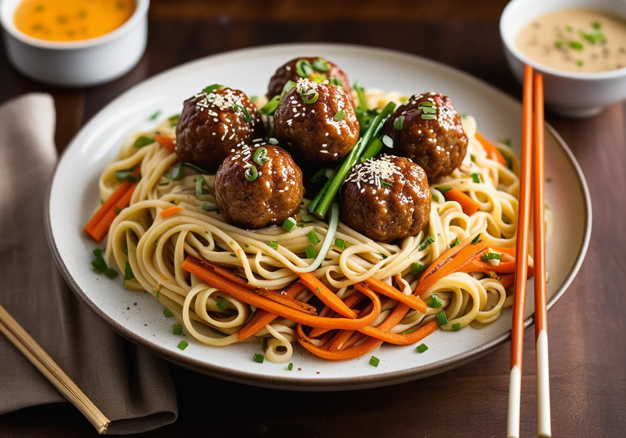 Meatballs with Vegetables and Noodles