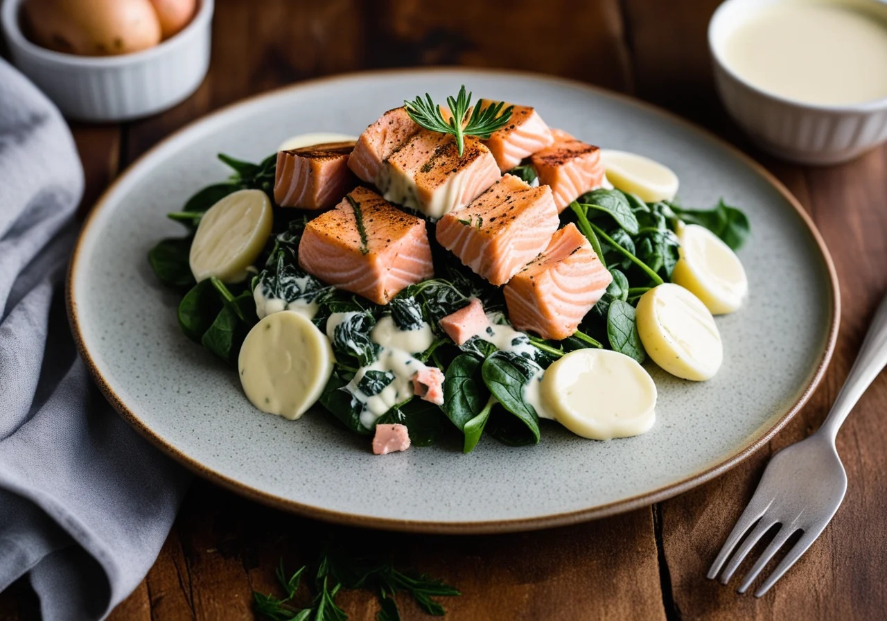 Potato Salad with Spinach, Wild Salmon, and Dill