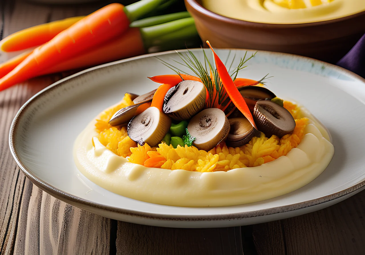 Rice Pan with Egg Custard and Vegetables