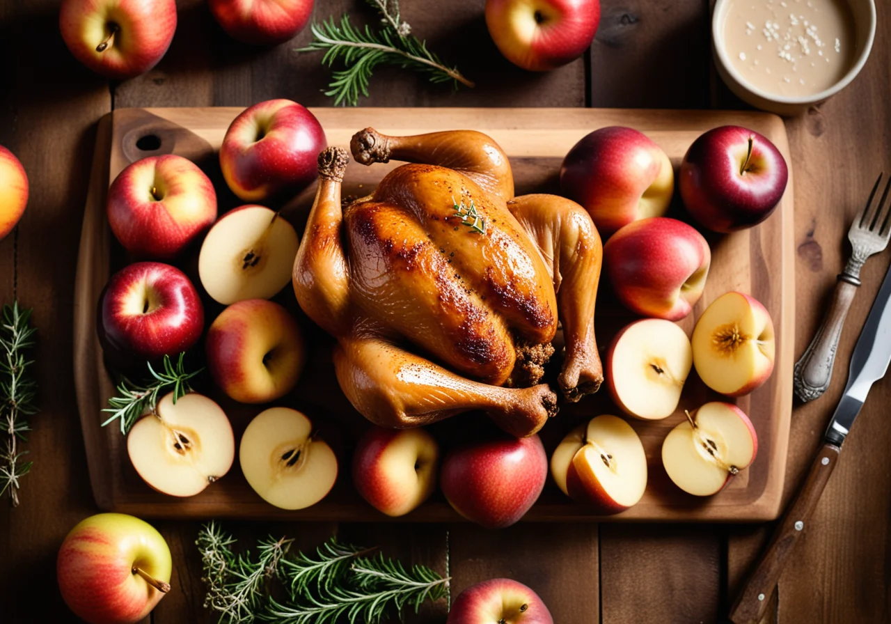 Baked Chicken with Nectarines, Apples and Garlic