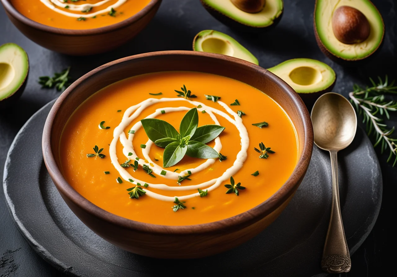 Paprika Cream Soup with Avocado