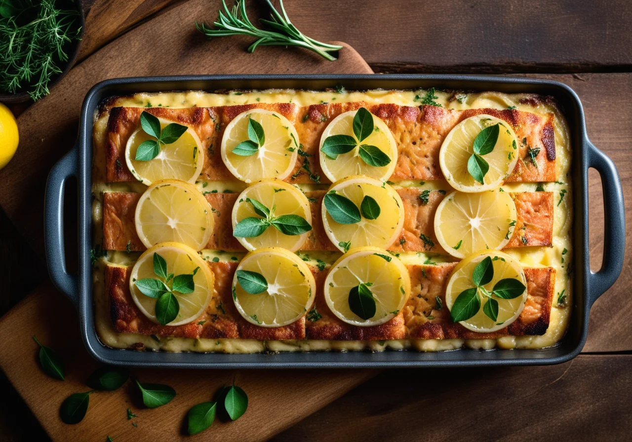 Potato Salmon Gratin with Olive Topping