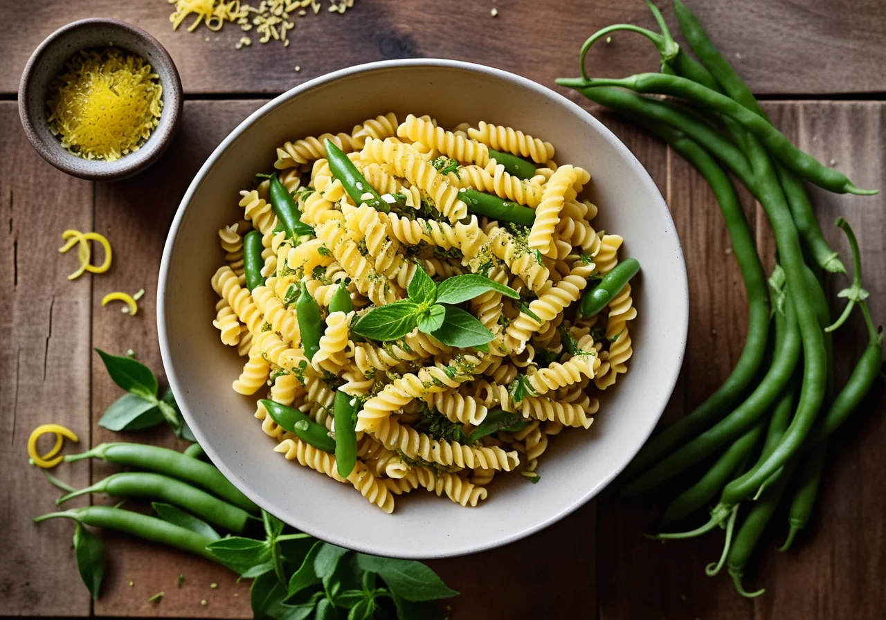 Pasta with Beans, Leek and Lemon Balm