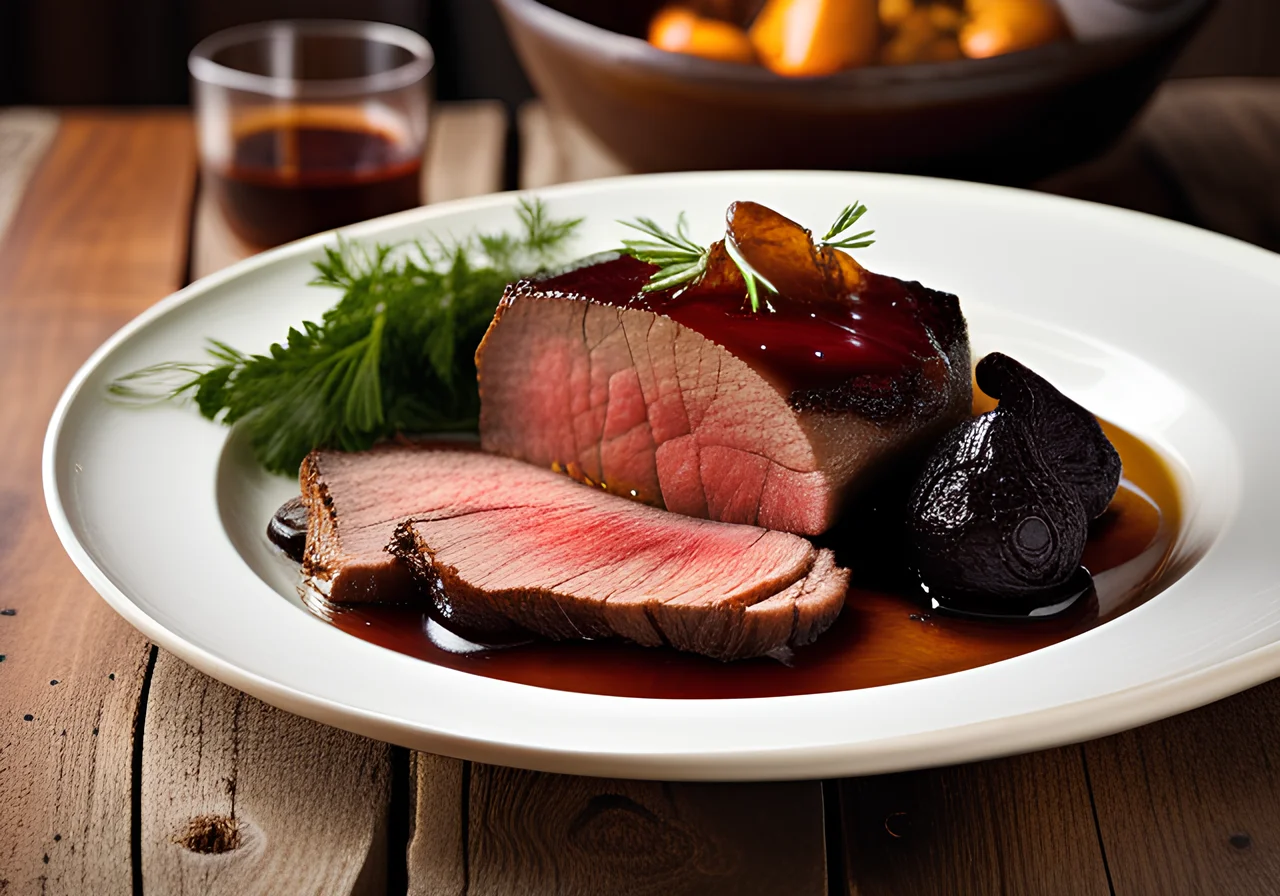 Beef Roast with Pears and Prunes Sauce