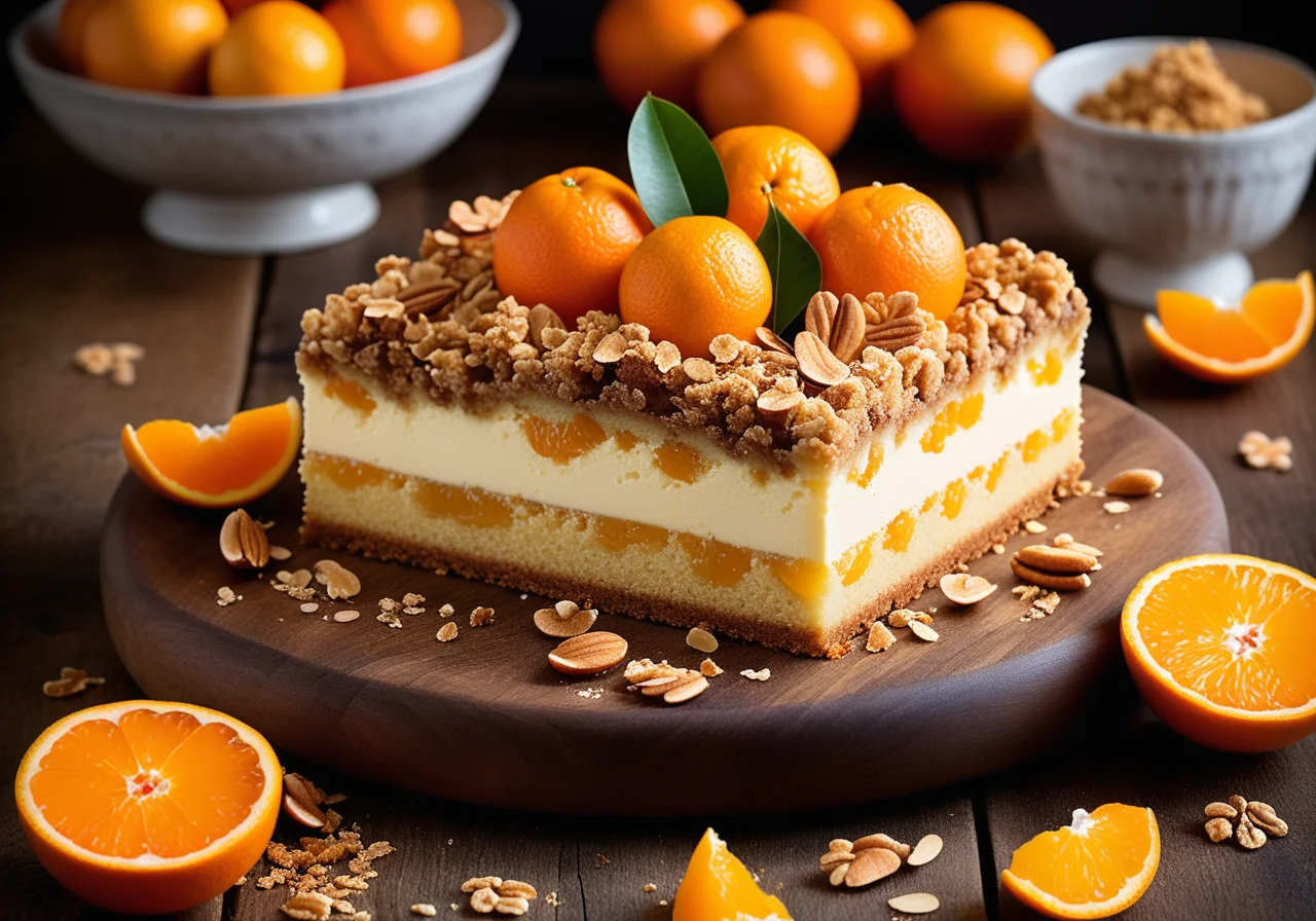 Quark-Streusel-Kuchen mit Mandarinen