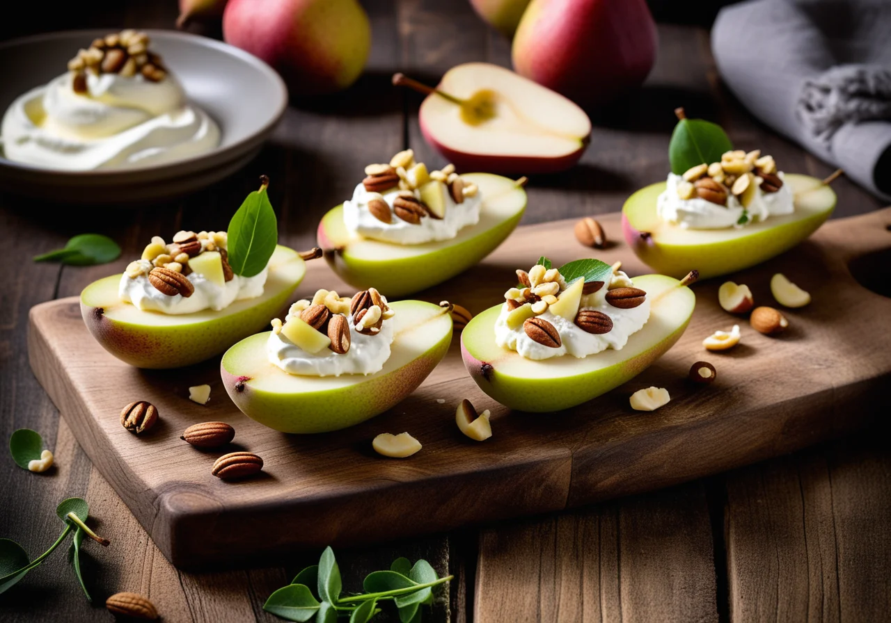 Salad Boats with Pears and Ricotta