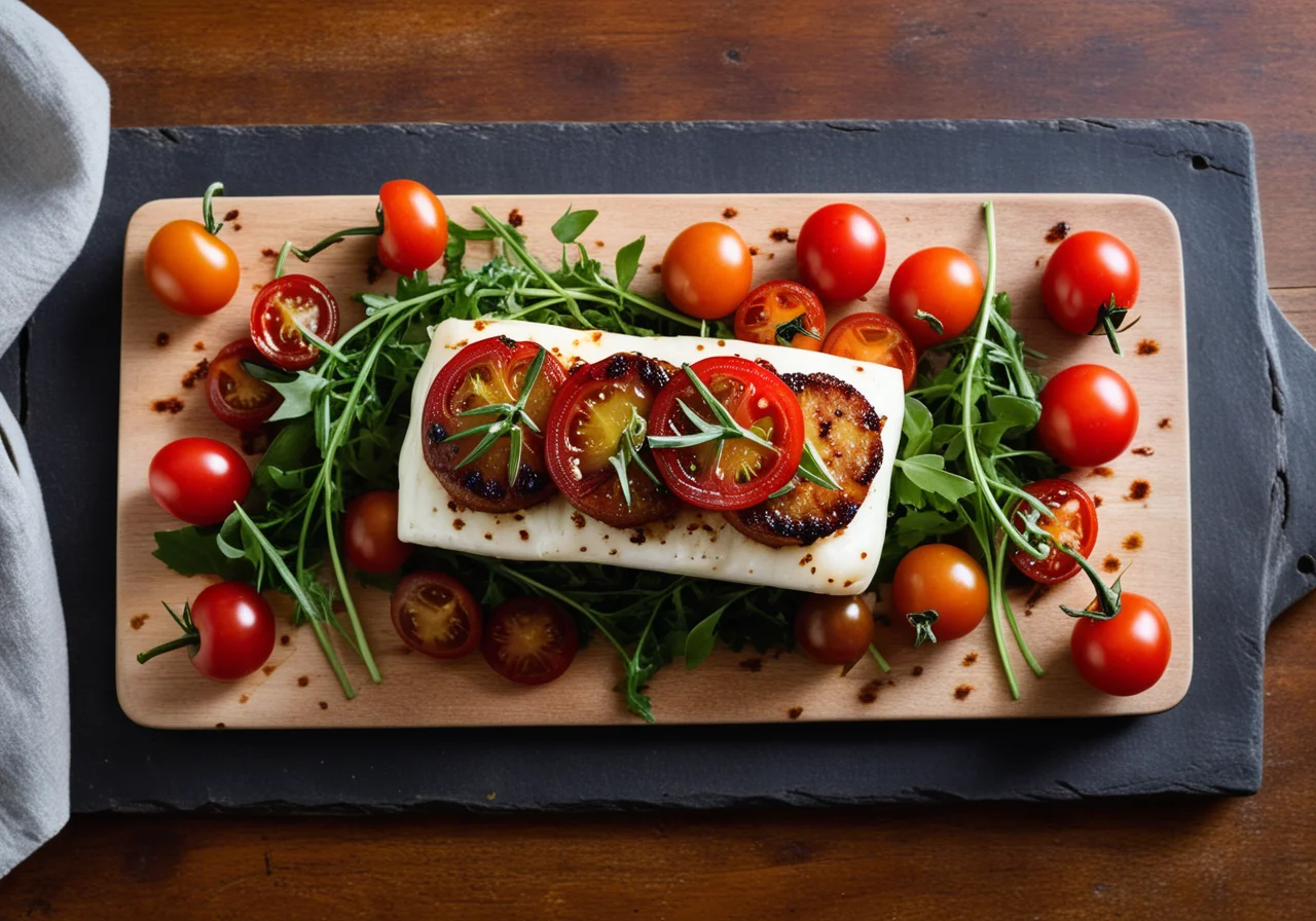 Cod in Chorizo Coating with Tomatoes, Garlic and Onions